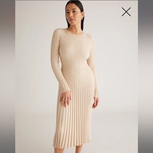 Quince Beige Long Sleeve Knit Dress